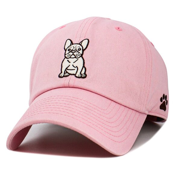 French Bulldog Embroidered Baseball Cap Pink Beige Black Dog Lovers Frenchie Pet - Picture 6 of 7